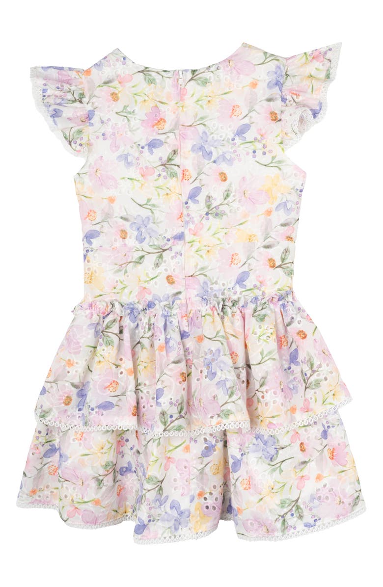 Rare Editions Kids' Flutter Sleeve Floral Eyelet Dress, Alternate, color,