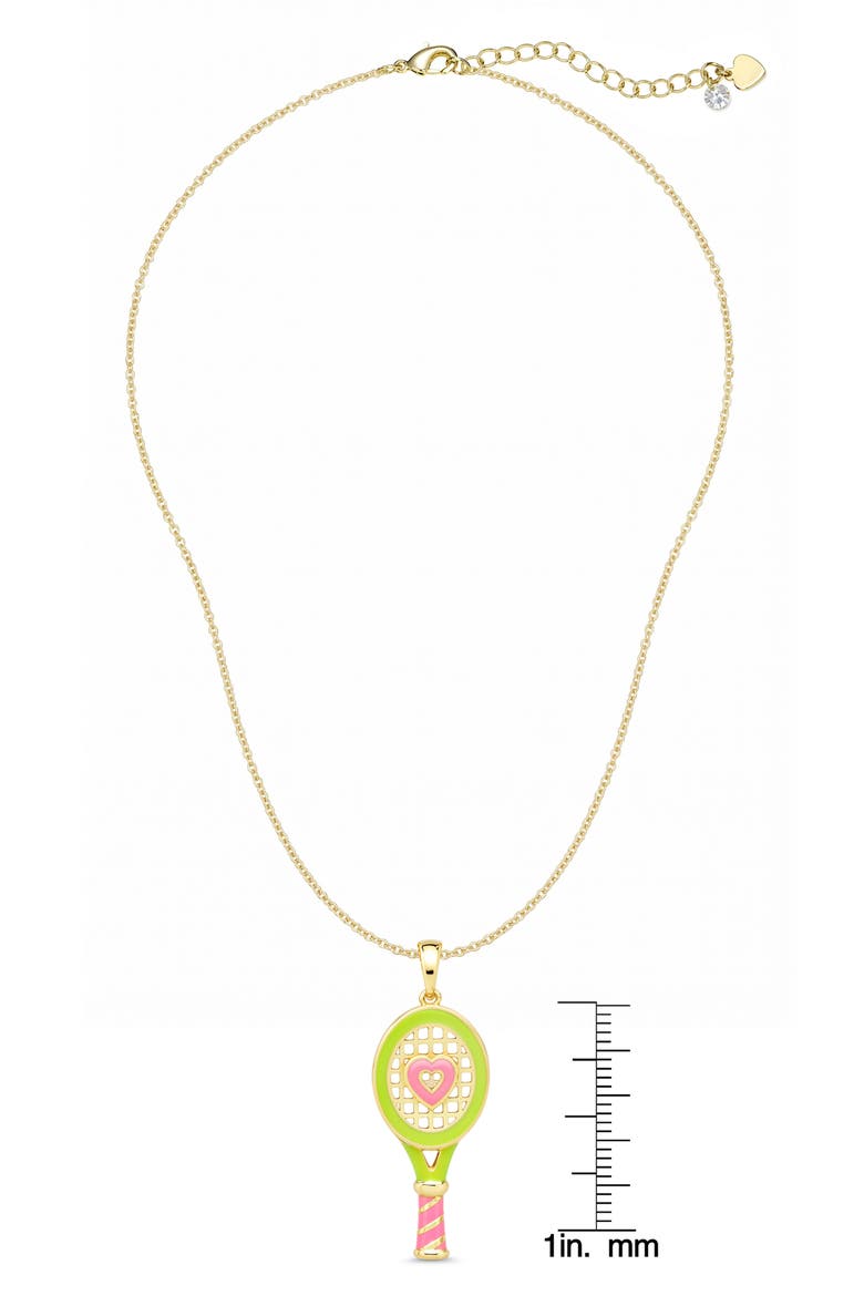 Kids' Tennis Racket Pendant Necklace, Alternate, color, PINK/ GREEN