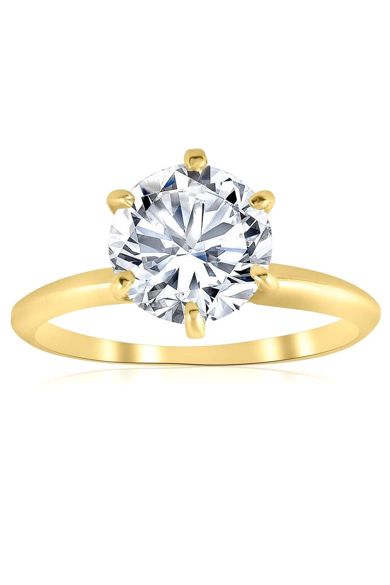 Certified 3Ct Diamond Solitaire Gold Engagement Ring Lab Grown, Main, color, 14k Yellow Gold