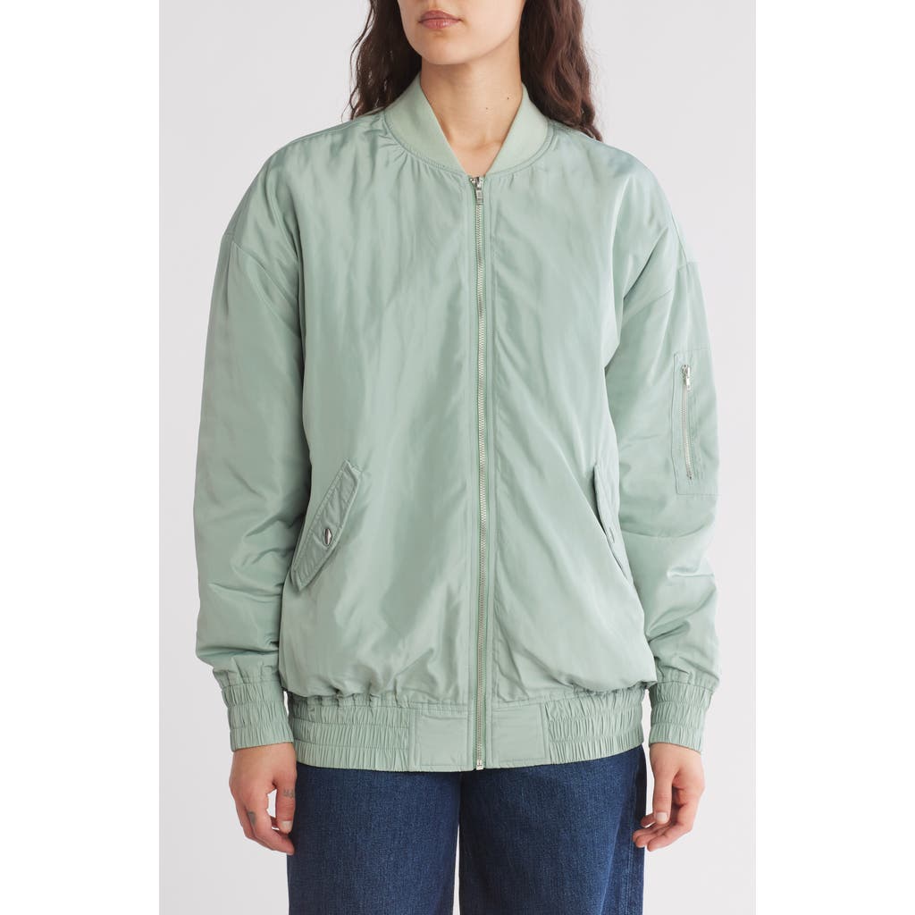 Wishlist Long Bomber Jacket In Sage