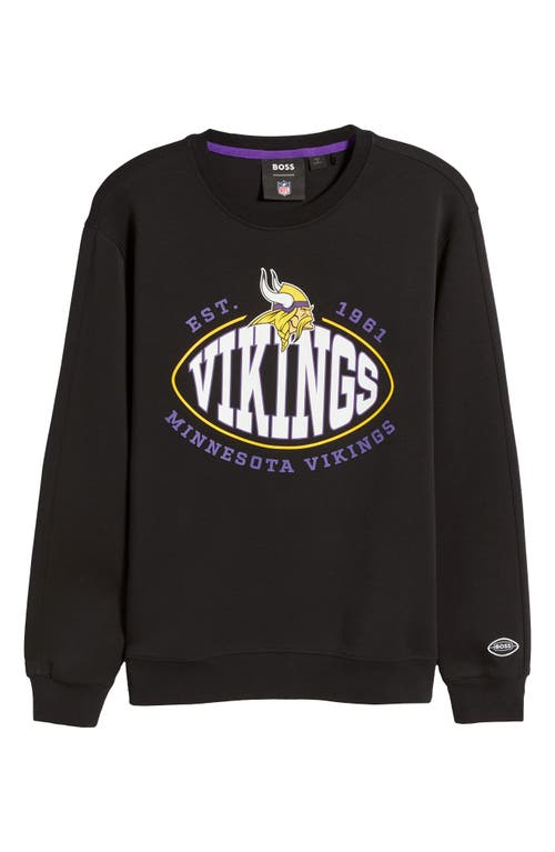 Shop Hugo Boss Boss X Nfl Crewneck Sweatshirt In Minnesota Vikings Black