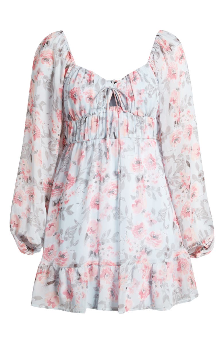 NEXT UP Floral Long Sleeve Babydoll Minidress, Alternate, color, 