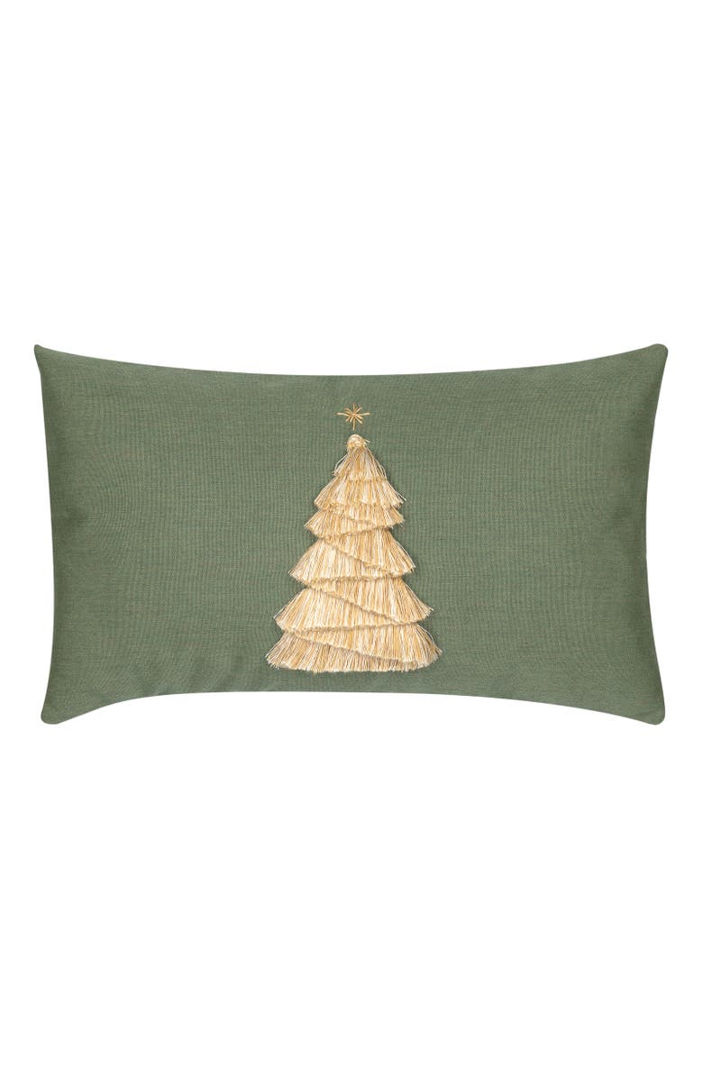 Elaine Smith Fraser Fir Handmade Applique Woven Accent Holiday Pillow, Main, color, Fern