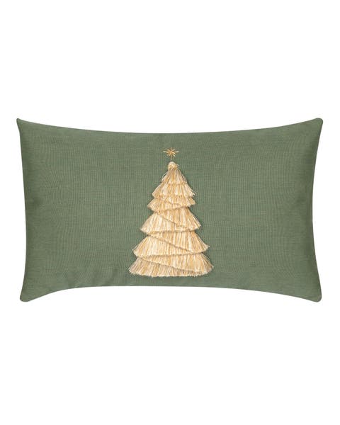 Fraser Fir Handmade Applique Woven Accent Holiday Pillow