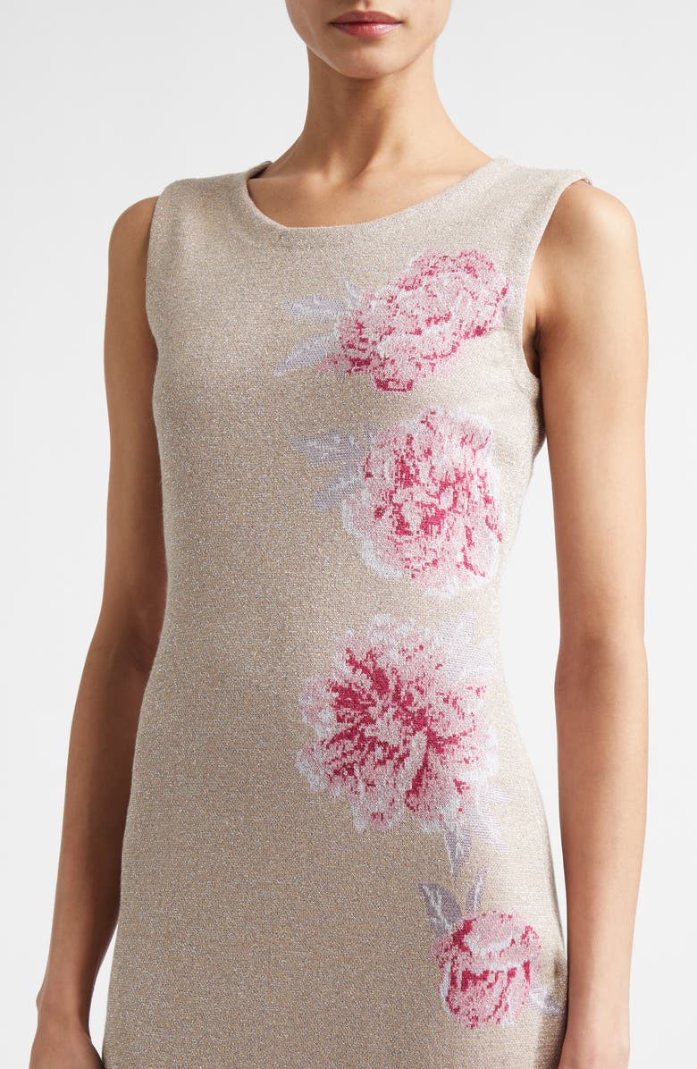 ST. JOHN Peony Metallic Jacquard Sweater Dress, Alternate, color, Peony Metallic Multi