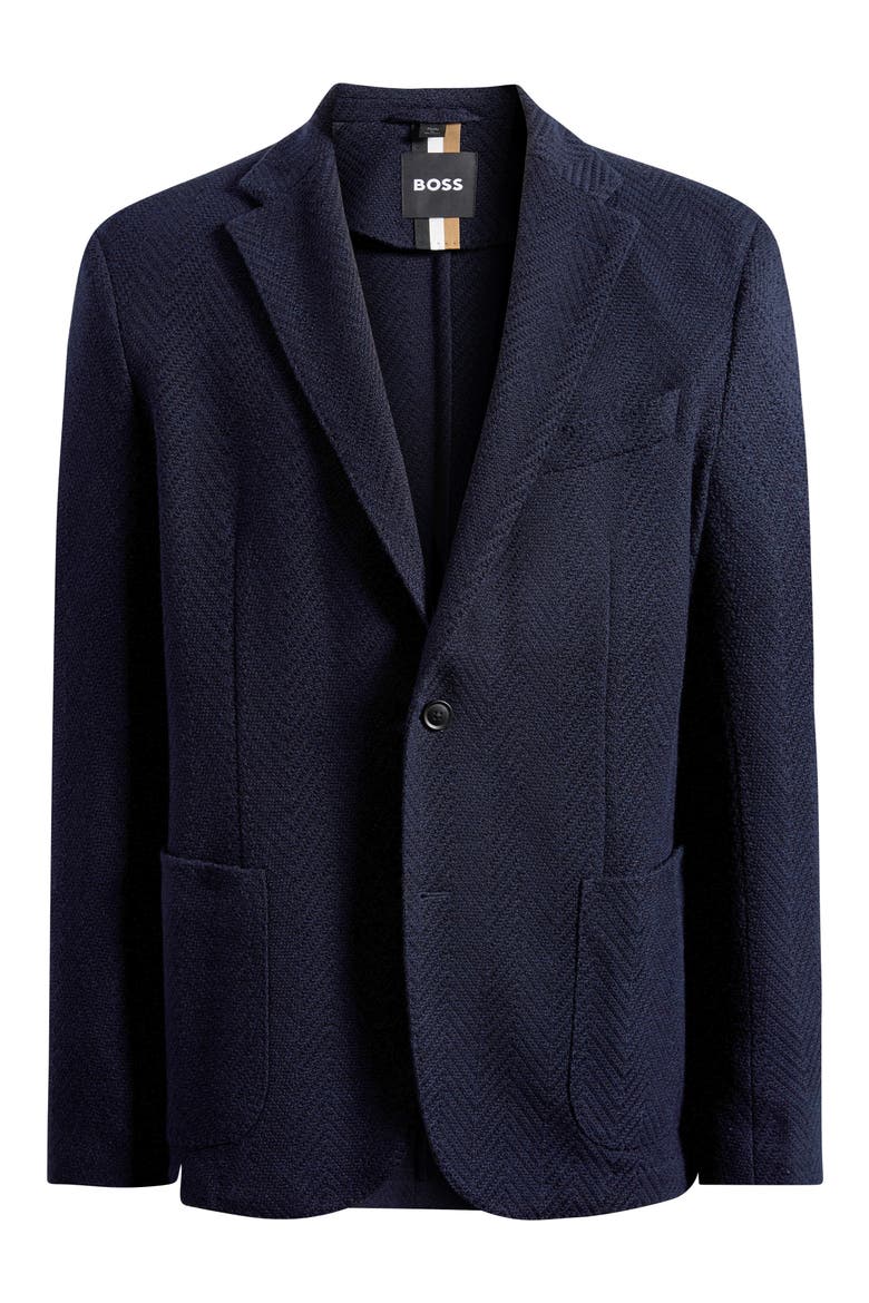 Hanry Slim Fit Wool & Cotton Herringbone Sport Coat, Main, color, DARK BLUE