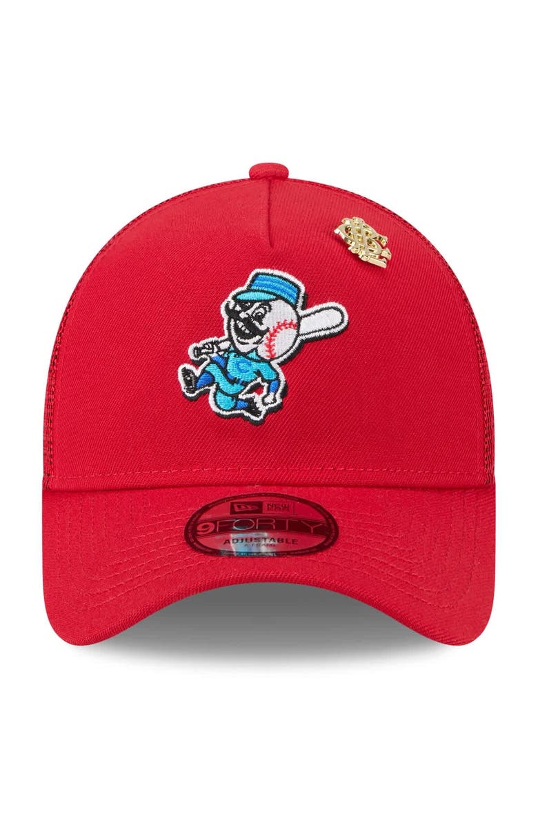 New Era Men's New Era Red Cincinnati Reds 2025 Big League Chew A-Frame 9FORTY Adjustable Trucker Hat, Alternate, color, Red