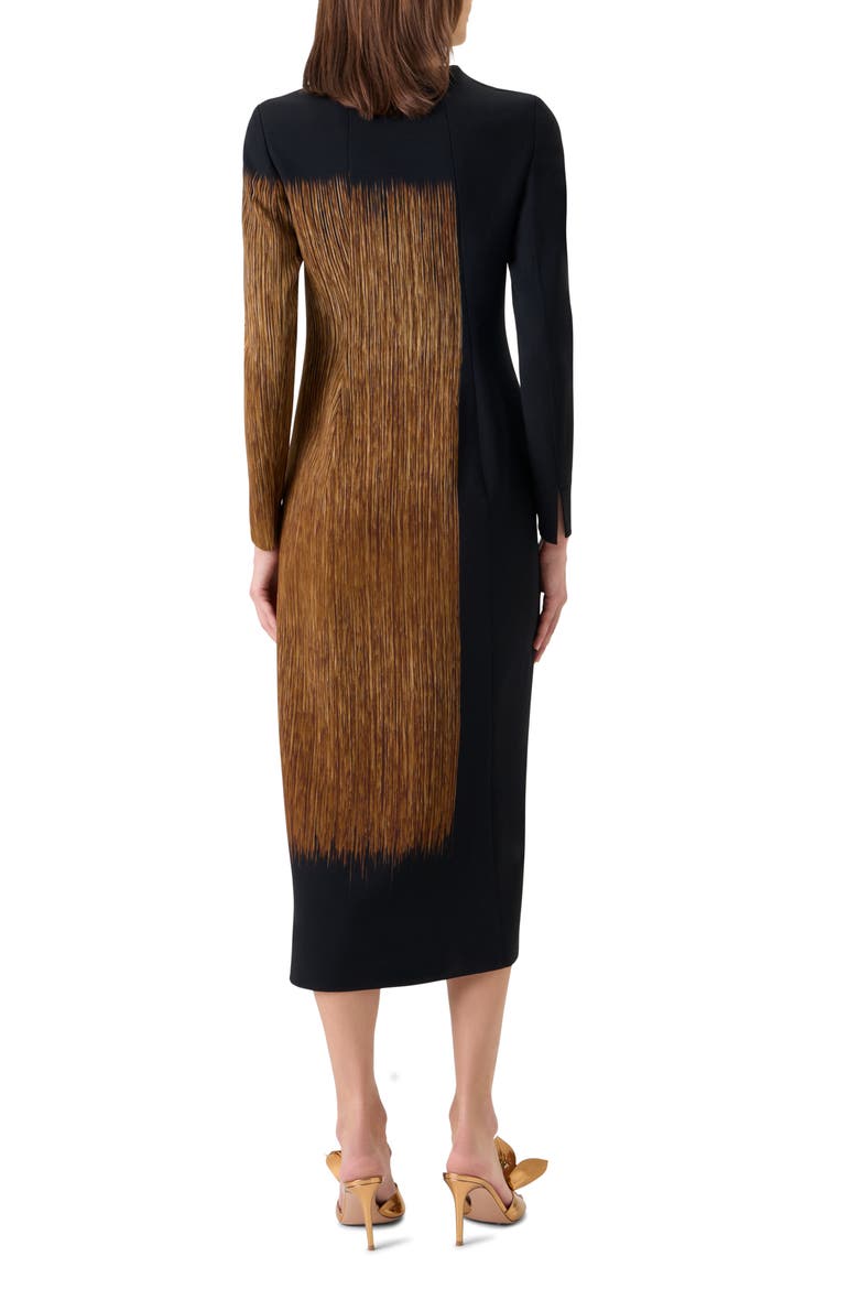 Oro Lienzo Long Sleeve Midi Dress, Alternate, color, BLACK-VICUNA