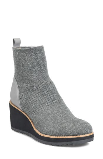 Söfft Elaina Wedge Knit Bootie In Gray