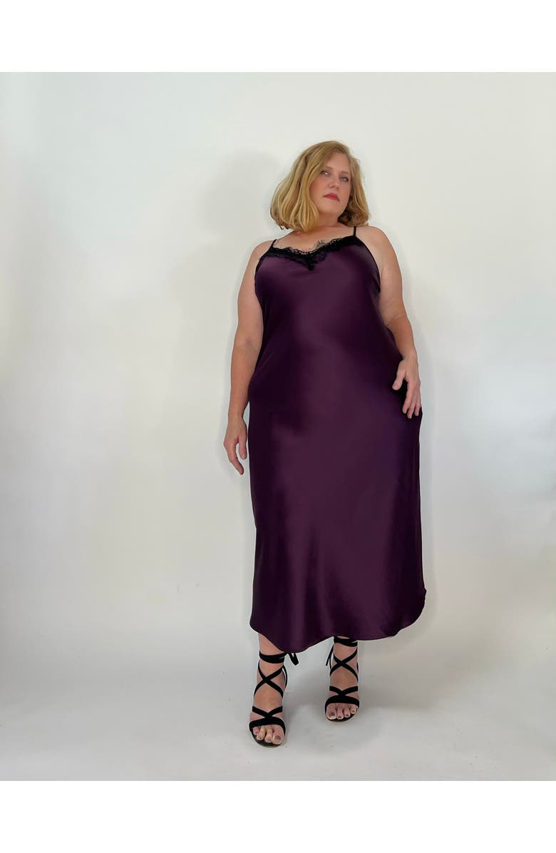 BAACAL Eva Lace Slip Dress, Alternate, color, Plum/ Black