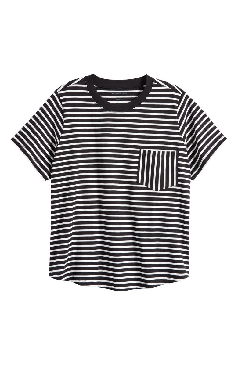Universal Standard Breton Stripe T-Shirt, Alternate, color, Black/ White Stripe