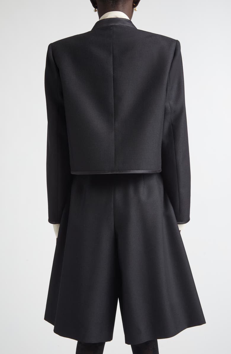 Valentino Crop Button Lapel Wool & Mohair Jacket, Alternate, color, Black