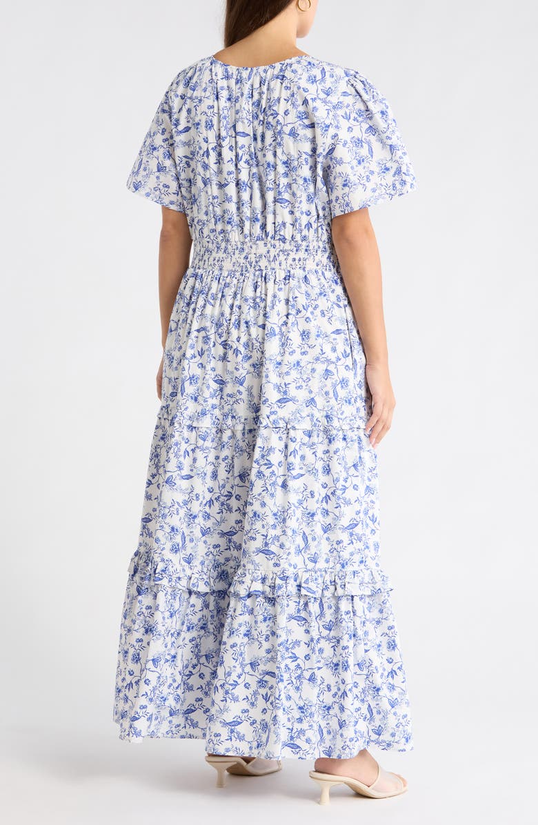 SUGARLIPS Francine Toile Fabiola Ruffle Maxi Dress, Alternate, color, White Blue