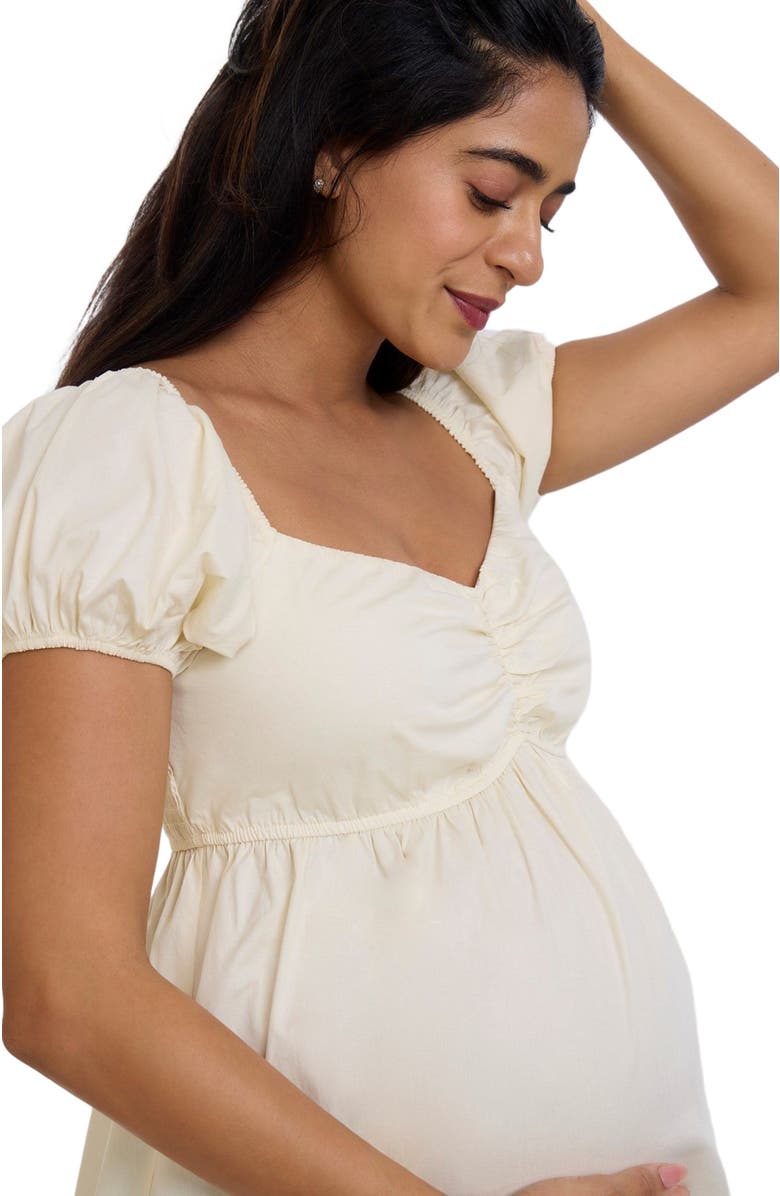 MOTHERHOOD MATERNITY Off the Shoulder Short Sleeve Babydoll Maternity Top, Alternate, color, Winter White