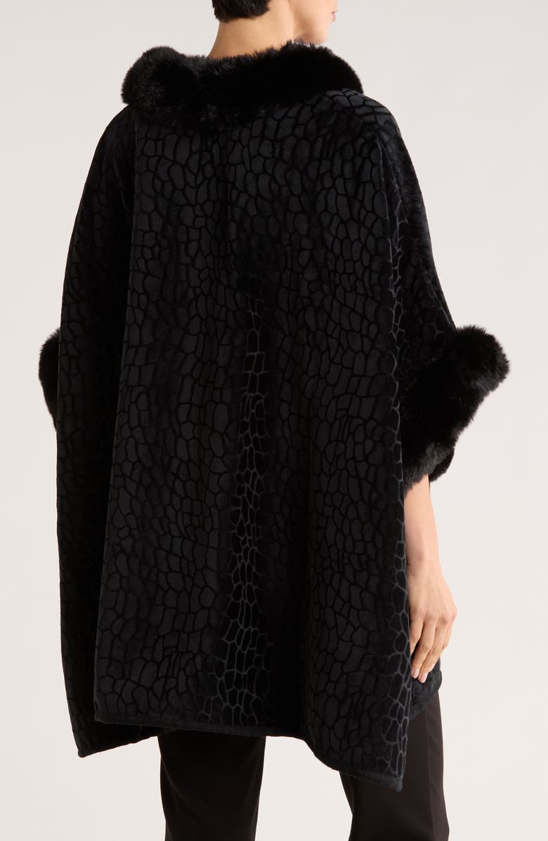 PATRIZIA LUCA Front Pocket Faux Fur Trim Cape, Alternate, color, Black