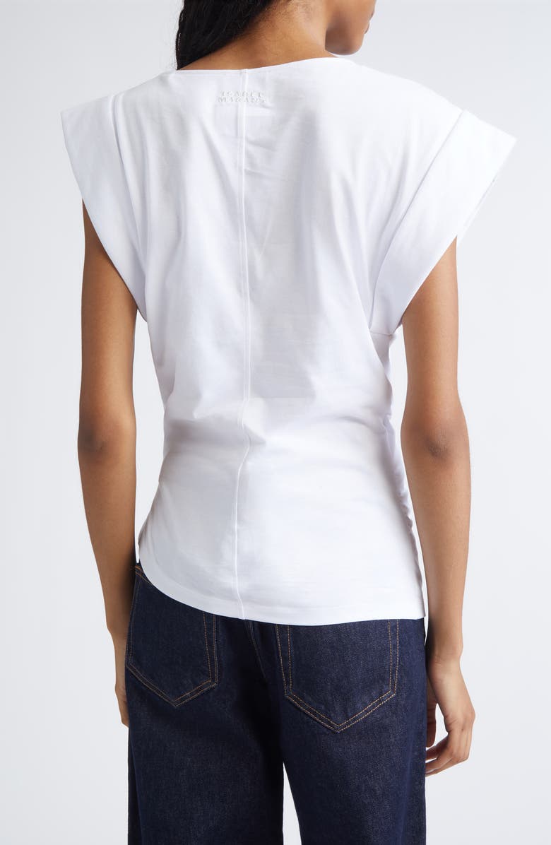 Isabel Marant Maisan Draped Asymmetric Cotton T-Shirt, Alternate, color, White
