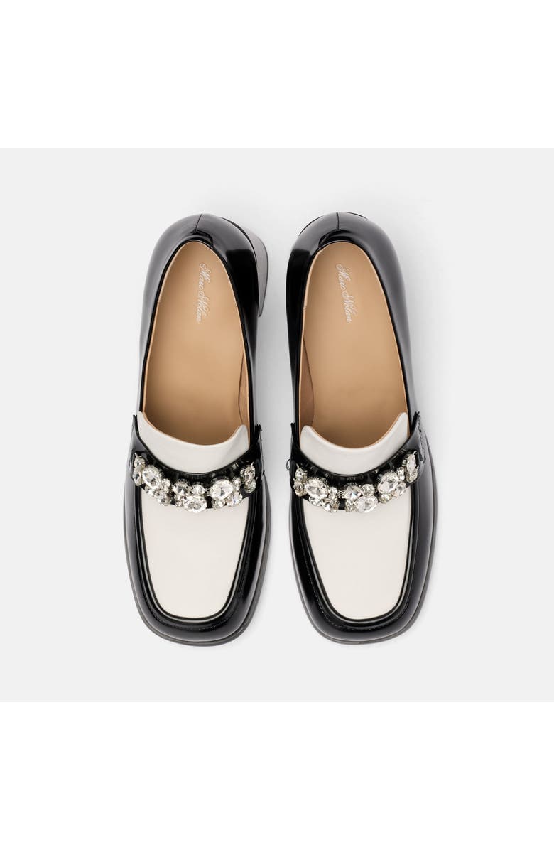 MARC NOLAN Margot Leather Penny Loafer Block Pumps, Alternate, color, Black/White