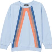 Puddles Multi Color Stripe Ribbed Trim Cotton Spandex Sweatshirt