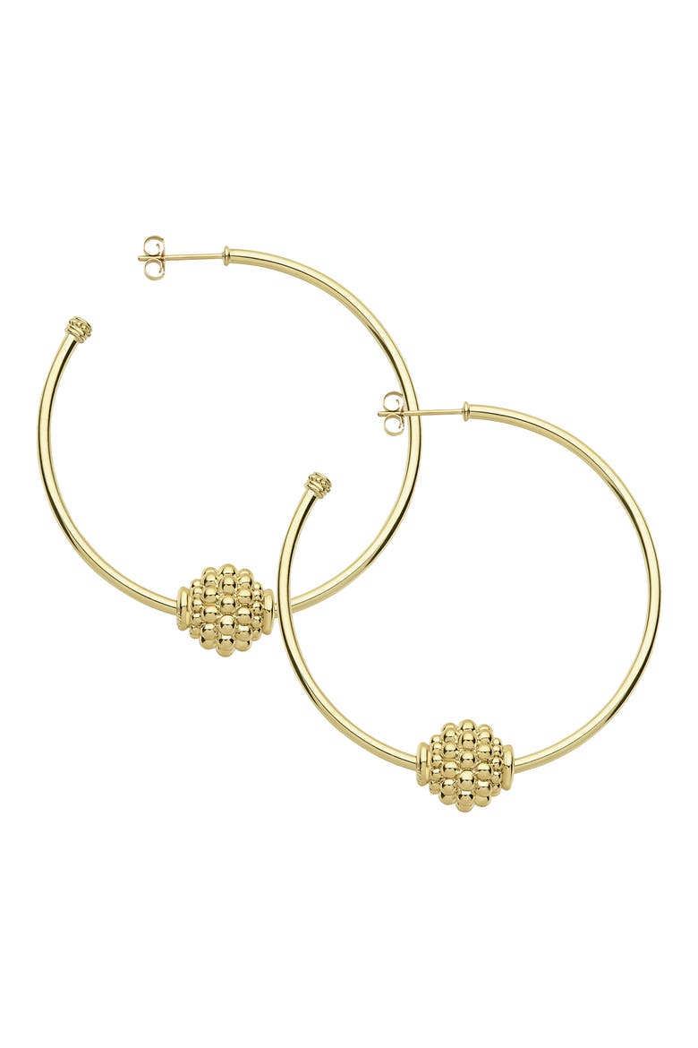 Caviar Gold Medium Hoop Earrings, Alternate, color, GOLD
