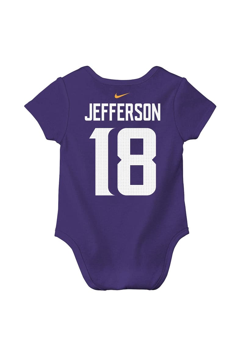 Newborn & Infant Nike Justin Jefferson Purple Minnesota Vikings Player Name & Number Bodysuit, Alternate, color, Purple