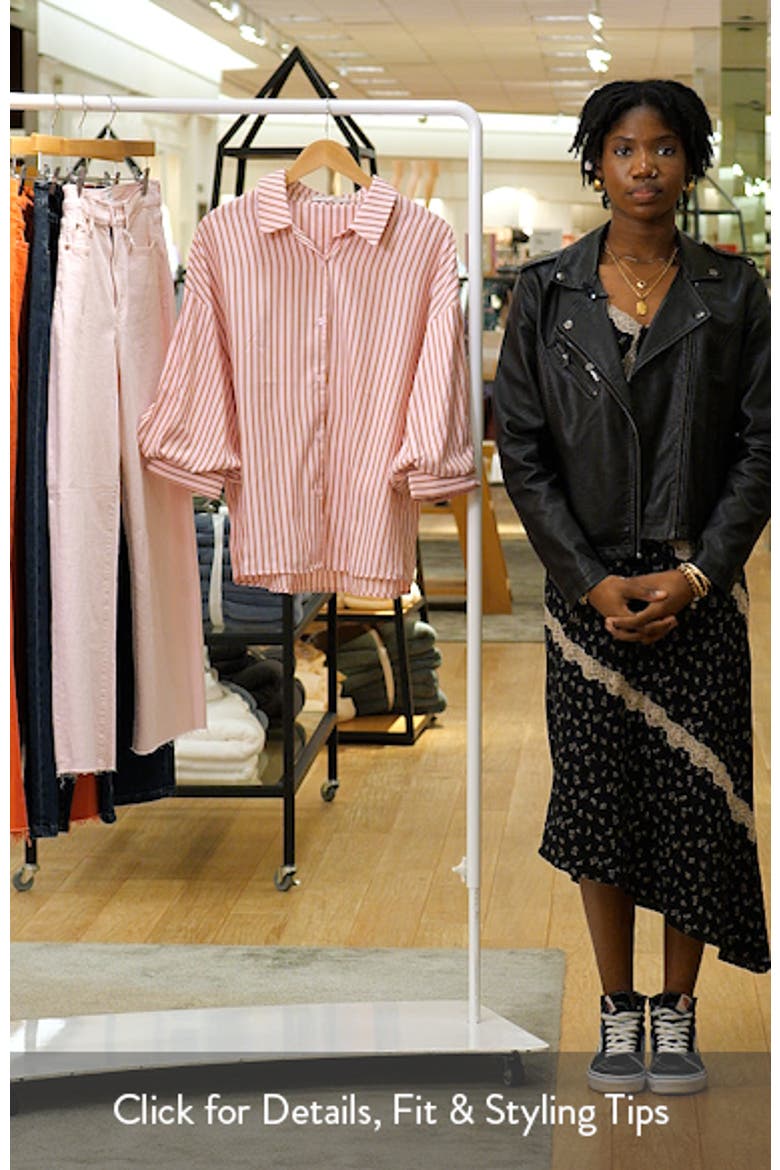 Stripe Balloon Sleeve Button-Up Shirt video