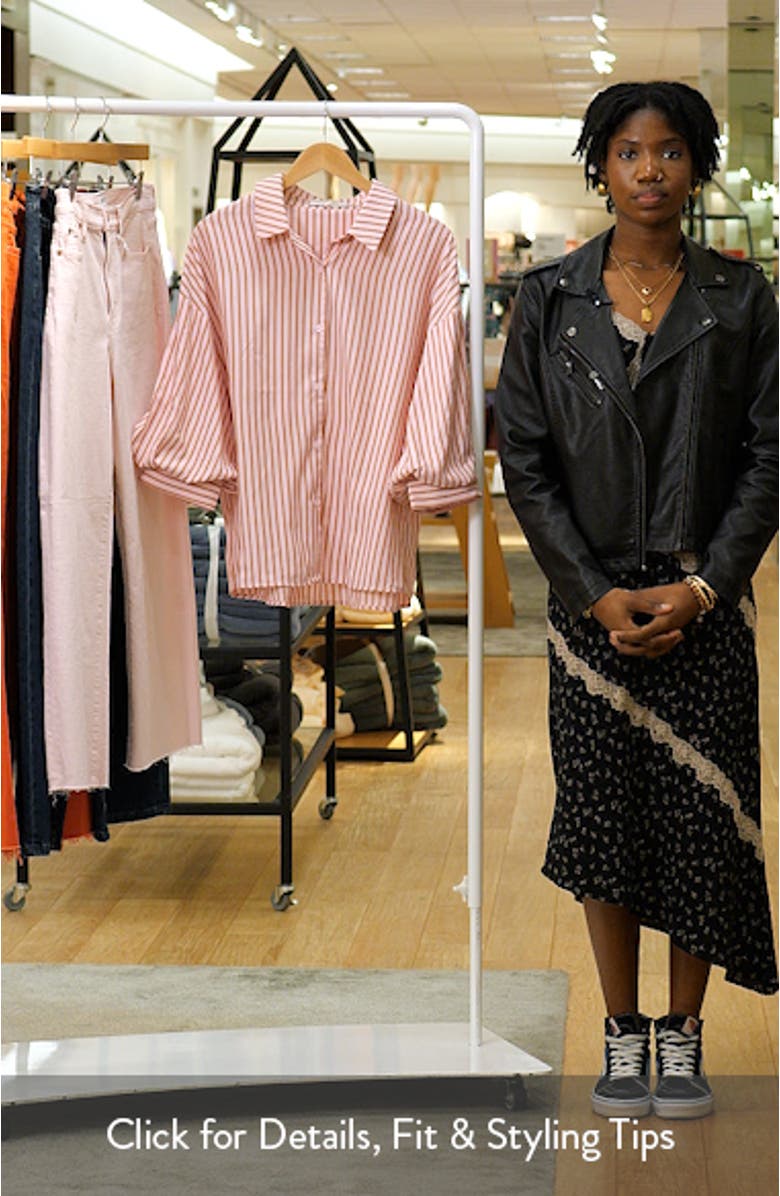 Stripe Balloon Sleeve Button-Up Shirt, sales video thumbnail