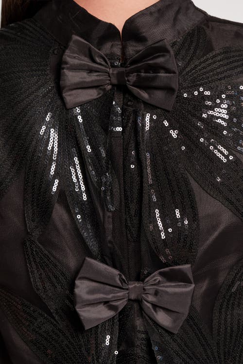 Frances Valentine Diplomat Top Sequin Floral In Black