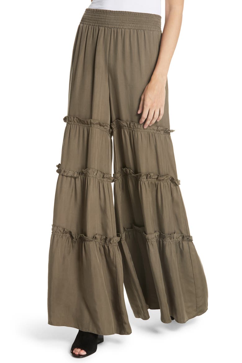 Avery Ruffle Tier Pants, Alternate, color, OLIVE