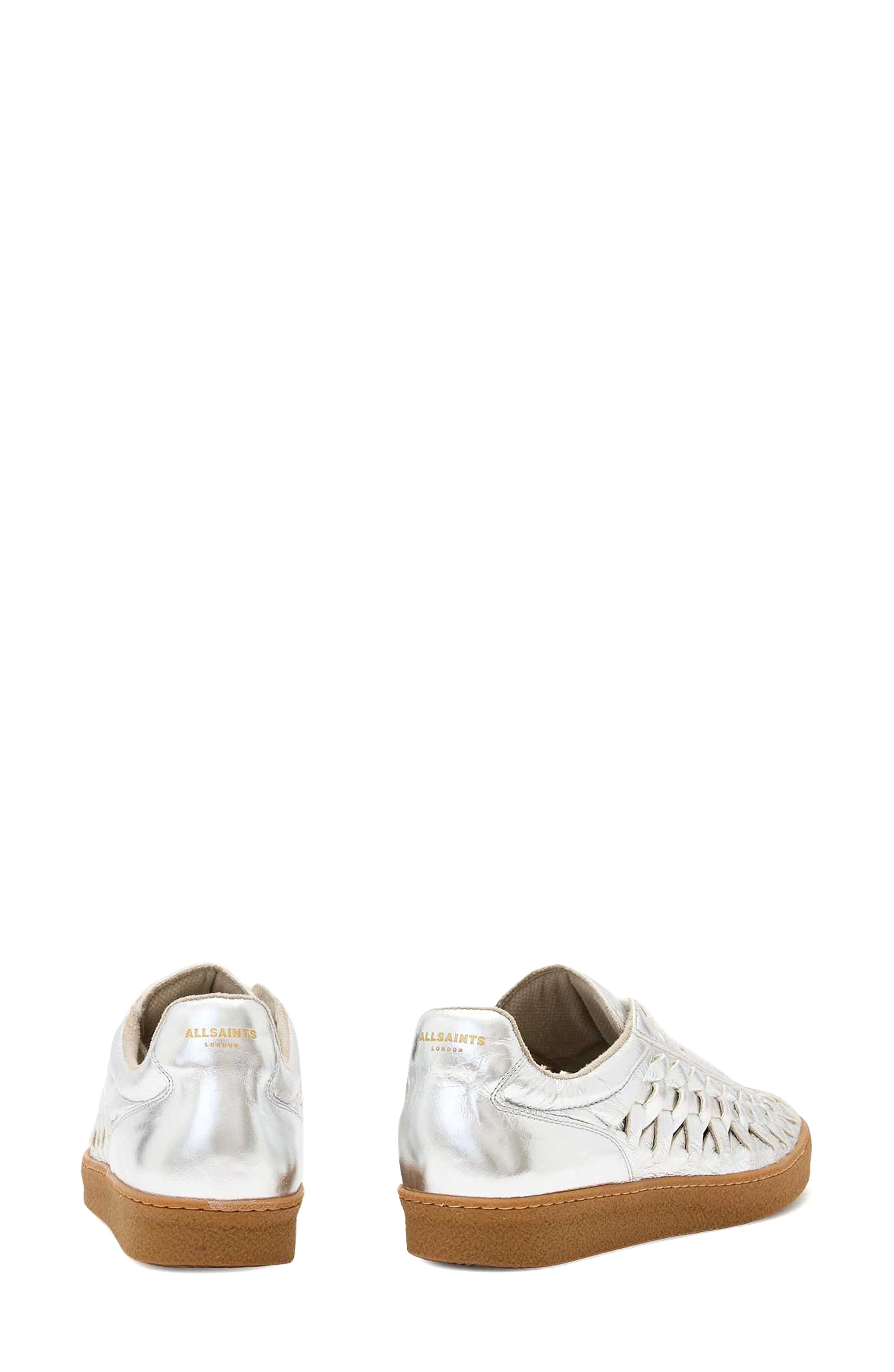 AllSaints Velma Woven Sneaker, Alternate, color, Silver Shine