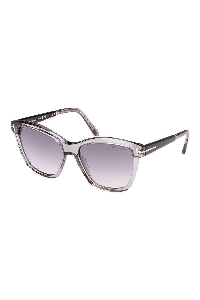 Lucia 54mm Gradient Square Sunglasses, Alternate, color, SHINY GREY BLACK / SMOKE