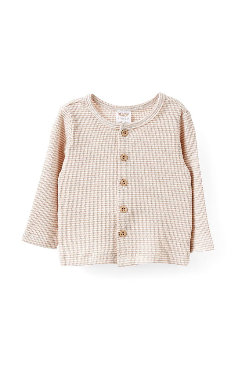 Cotton On Kids Organic Pointelle Cardigan, Main, color, Latte Cream Finley Stripe