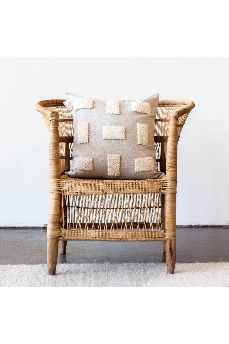 Blocks Organic Natural White Cotton Throw Pillow - Cover Only, Main, color, Natural