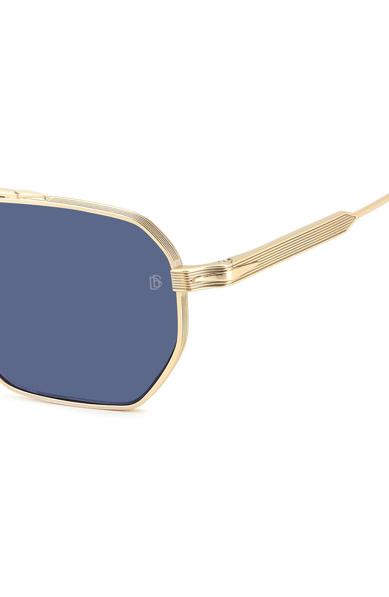 David Beckham Eyewear 52mm Navigator Sunglasses, Alternate, color, Gold Honey Havana/ Blue Avio
