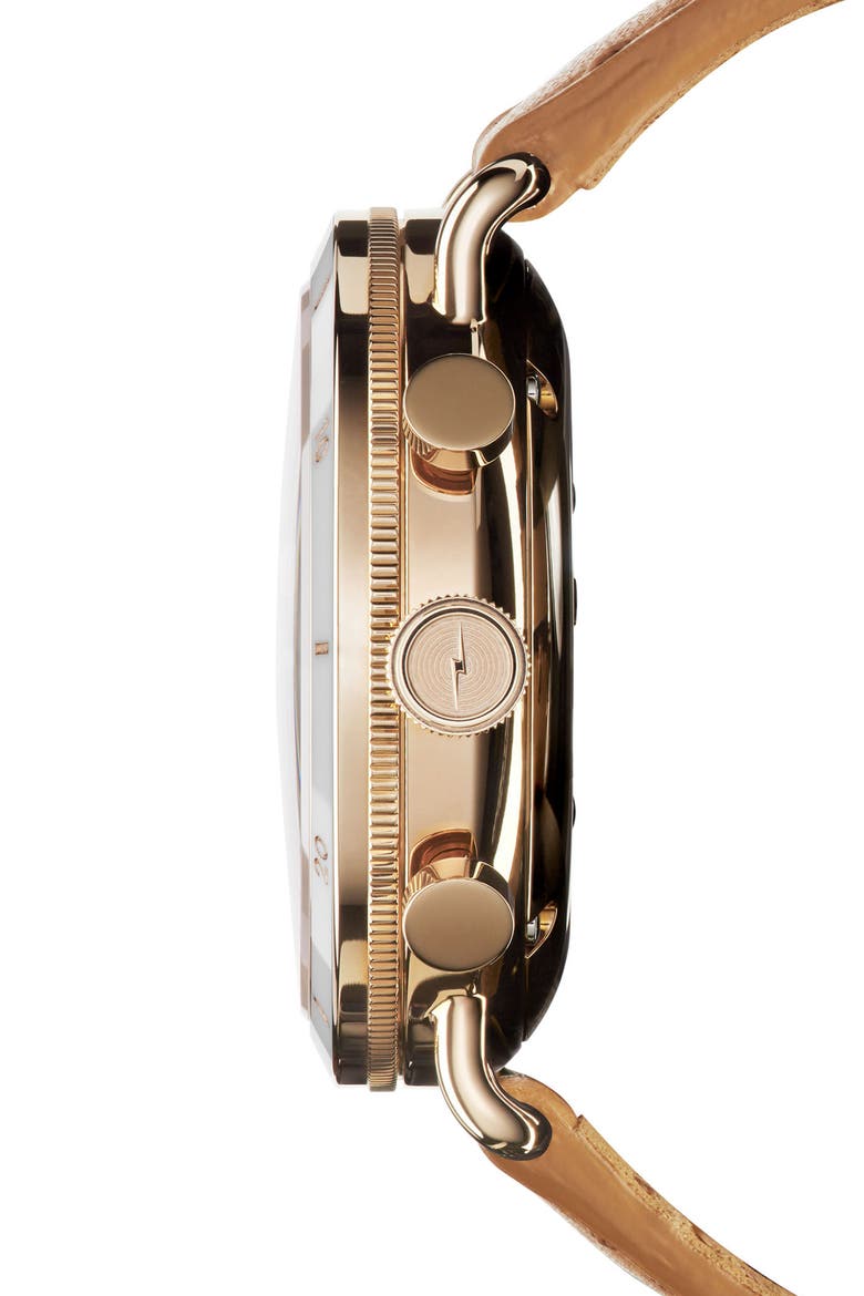 The Canfield Chrono Leather Strap Watch, 40mm, Alternate, color, CAMEL/ WHITE/ GOLD