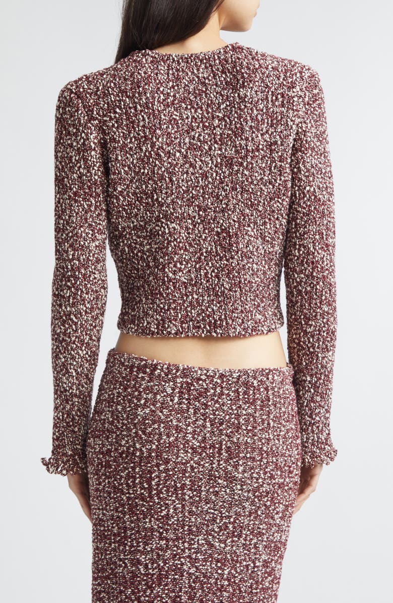 Proenza Schouler Colette Cotton & Linen Popcorn Slub Cardigan, Alternate, color, Wine Multi