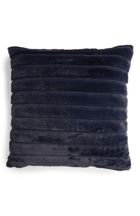Stripe Faux Fur Accent Pillow