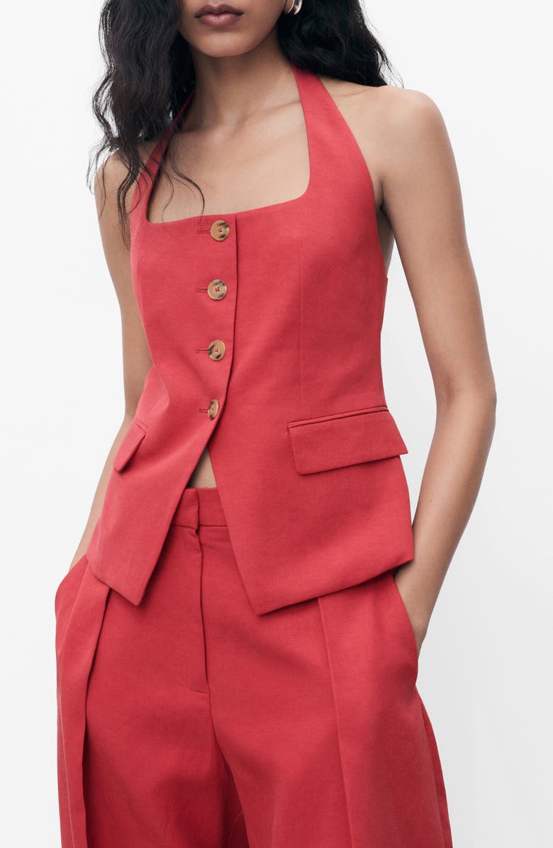 MANGO Olivia Halter Neck Vest, Main, color, Cherry