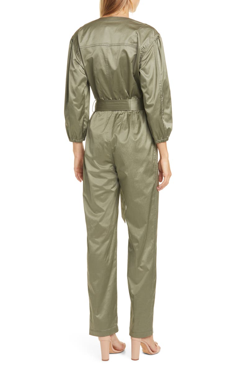 Rebecca Taylor Long Sleeve Sateen Jumpsuit, Alternate, color, 
