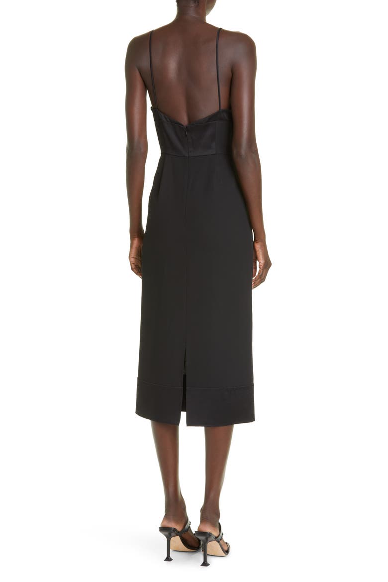 Strappy V-Neck Satin Crepe Dress, Alternate, color, BLACK