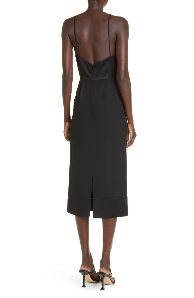 St. John Evening Strappy V-Neck Satin Crepe Dress, Alternate, color, 