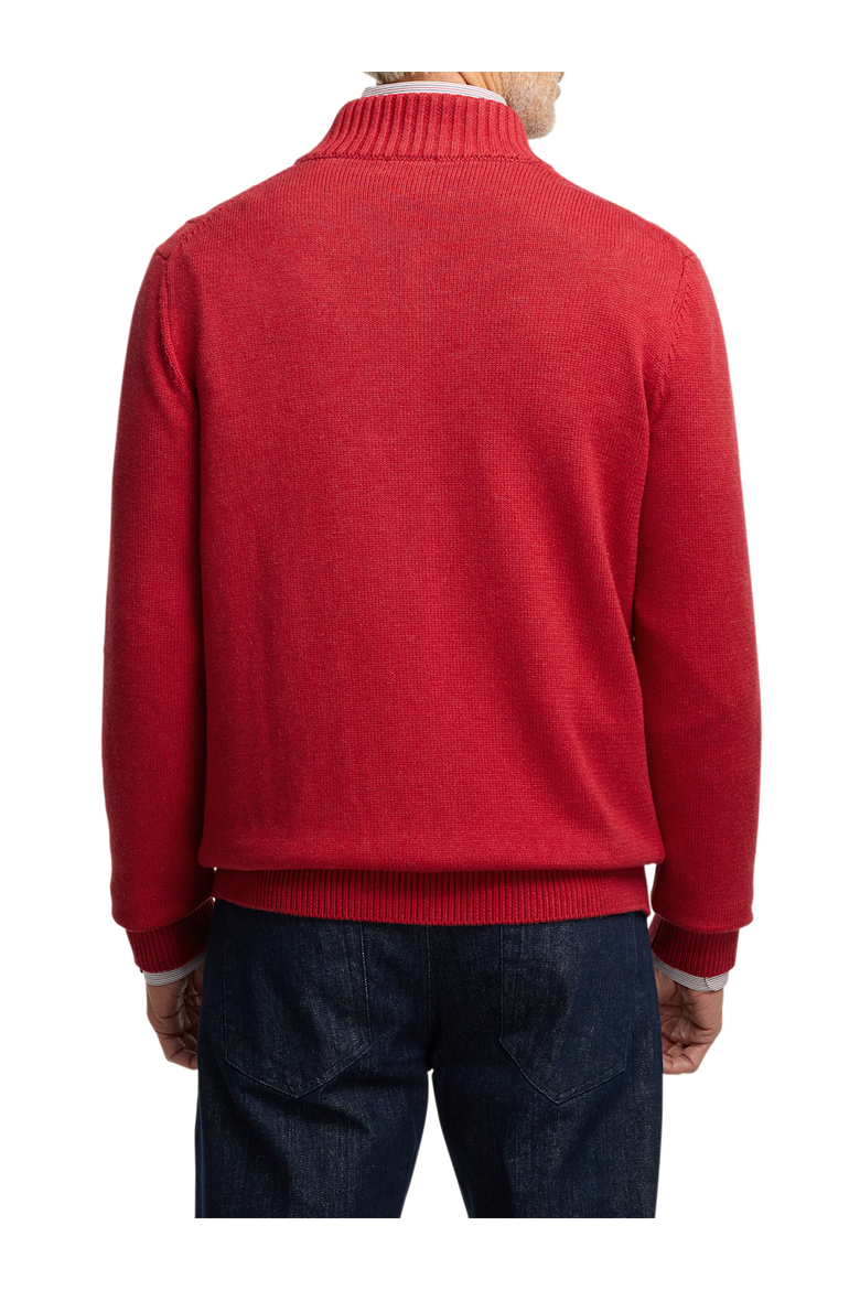 Cotton Cable Full Zip Mock Neck Sweater, Alternate, color, Red