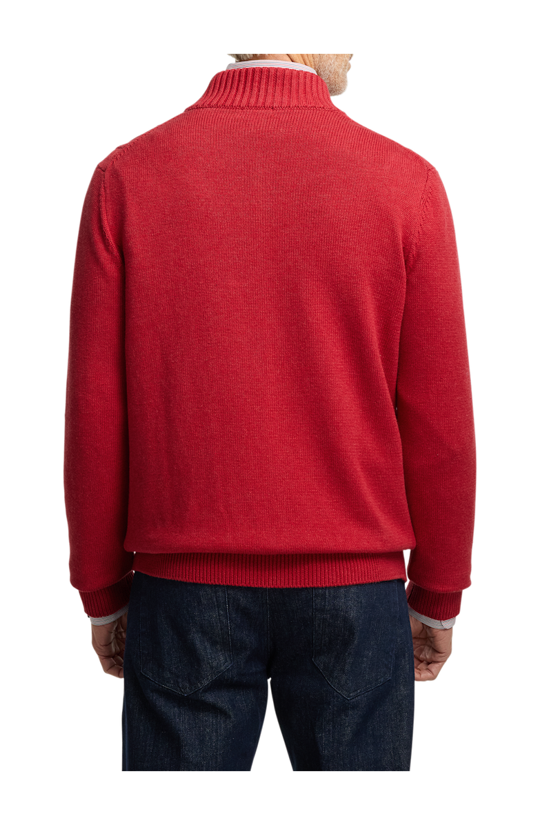 Paul Fredrick Cotton Cable Full Zip Mock Neck Sweater, Alternate, color, Red