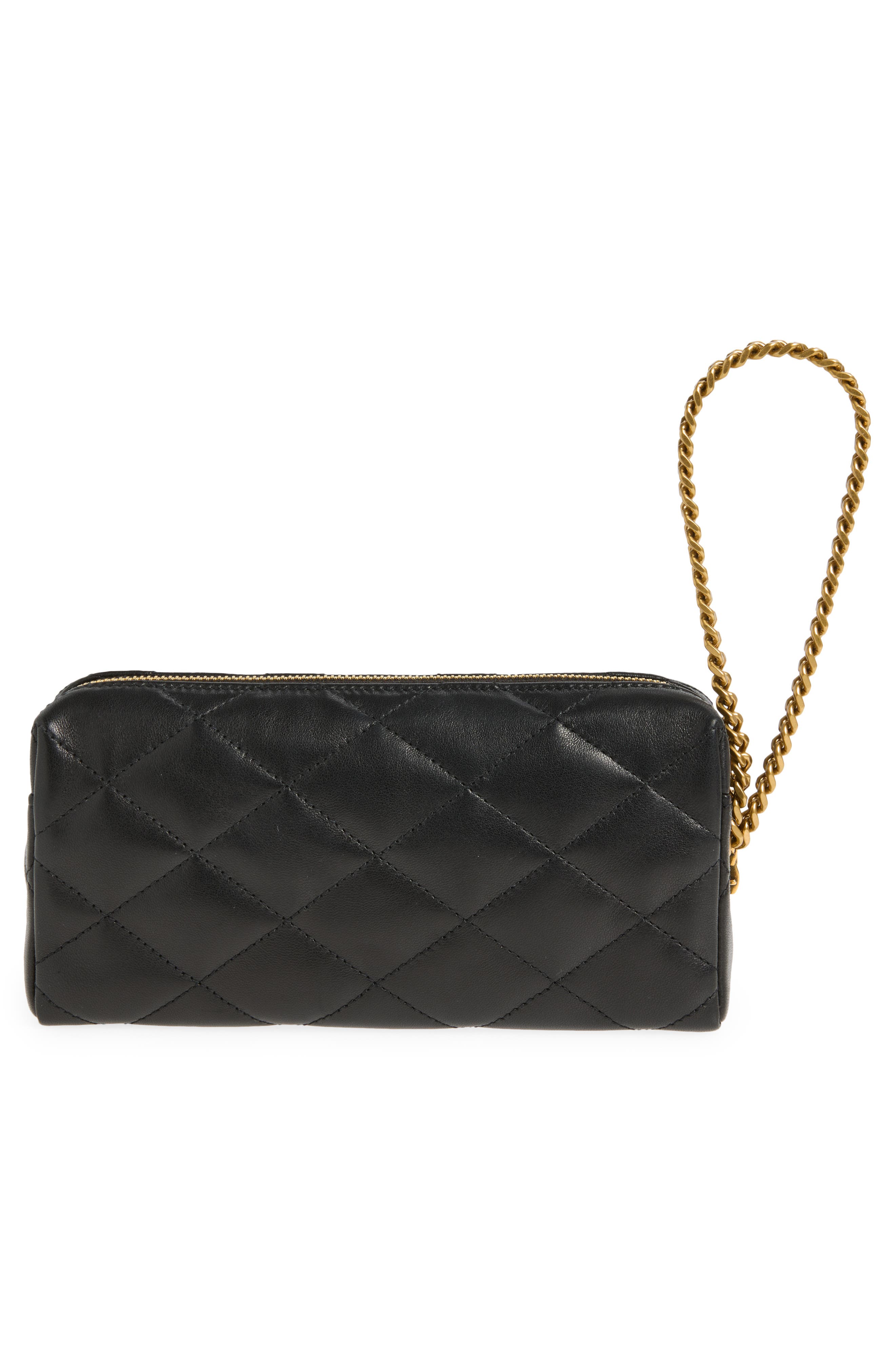 Saint Laurent Cassandre Bijou Matelassé Leather Wristlet, Alternate, color, Black
