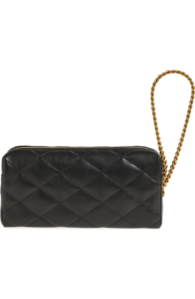 Saint Laurent Cassandre Bijou Matelassé Leather Wristlet, Alternate, color, Black
