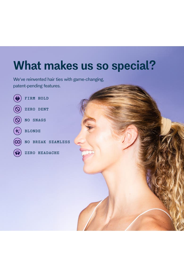 Thick Fit Hair Bands, Damage Free Hair Ties Made with Seamless Microfiber Elastics, Alternate, color, Beige