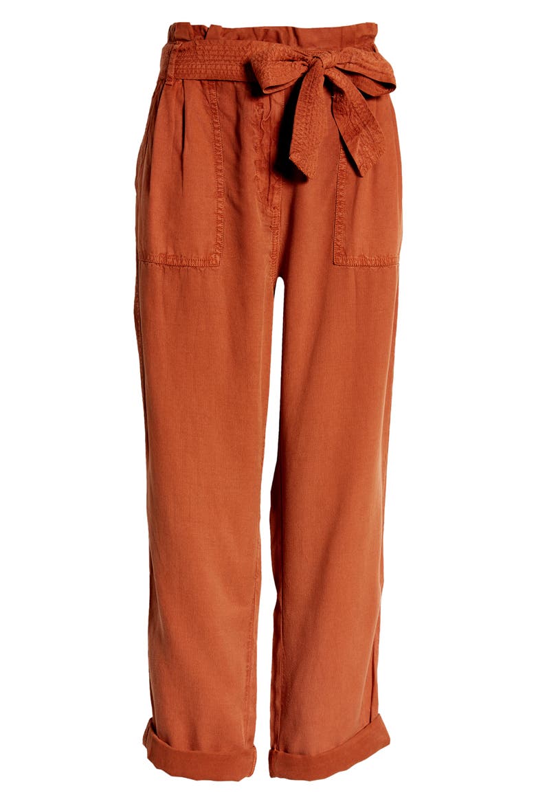 Paperbag Waist Pants, Alternate, color, BROWN COCONUT