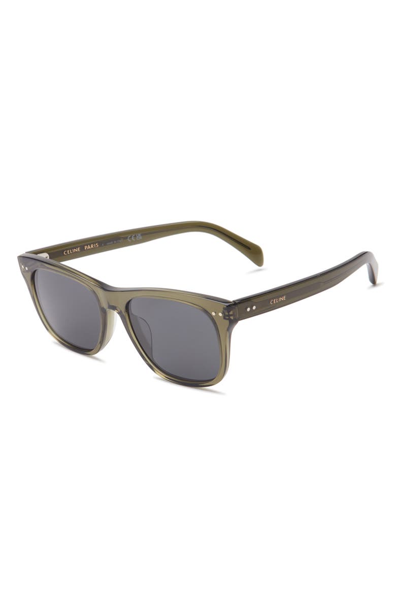 CELINE Triomphe 54mm Square Sunglasses, Alternate, color, Shiny Dark Green / Smoke