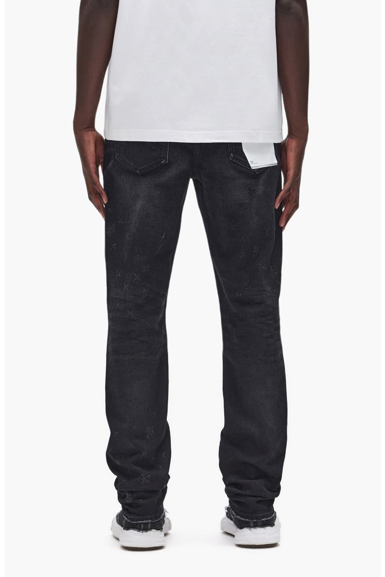 Monogram Bling Slim Straight Leg Jeans, Alternate, color, BLACK