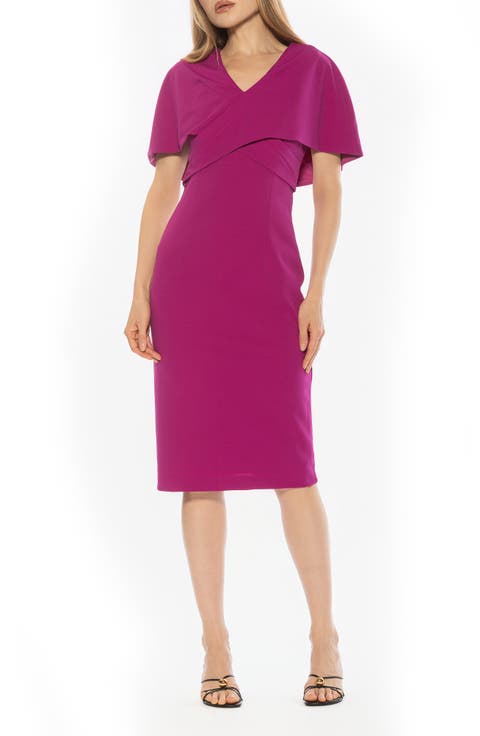 Noor Wrap Bodice Midi Sheath Dress