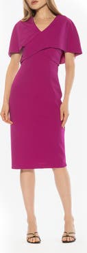 Alexia Admor Noor Wrap Bodice Midi Sheath Dress